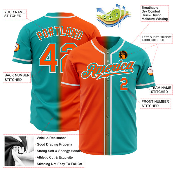 NFL Miami Dolphins Aqua Orange Baseball Jersey V2