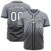 Custom Gray White Steel Gray-Black Authentic Fade Fashion Baseball Jersey