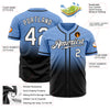 Custom Light Blue White-Black Authentic Fade Fashion Baseball Jersey