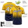 Custom Yellow White-Navy Authentic Fade Fashion Baseball Jersey