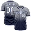 Custom Gray White-Navy Authentic Fade Fashion Baseball Jersey