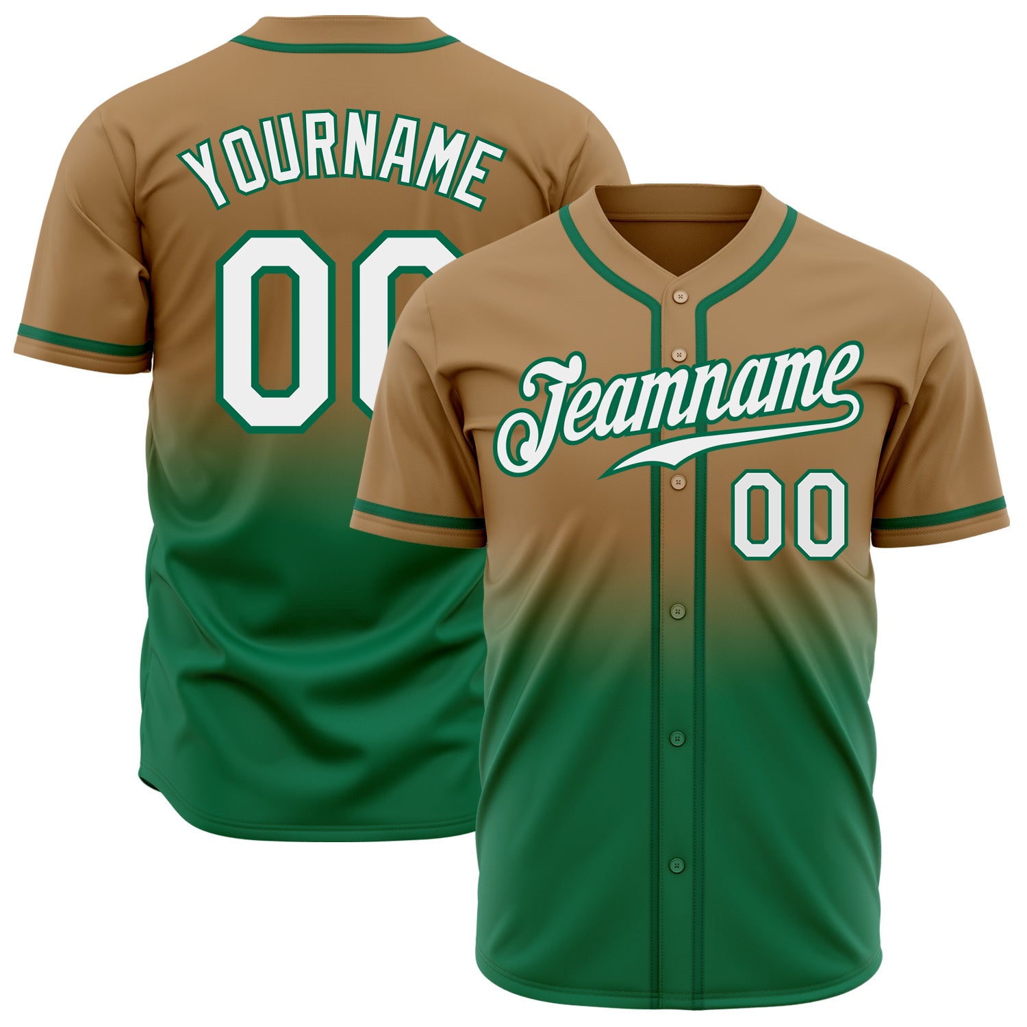 Custom Fade Fashion Baseball Jersey Green Gold 3D Oakland City Edition  Authentic - FansIdea