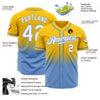 Custom Yellow White-Light Blue Authentic Fade Fashion Baseball Jersey