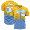 Custom Yellow White-Light Blue Authentic Fade Fashion Baseball Jersey