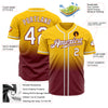 Custom Yellow White-Burgundy Authentic Fade Fashion Baseball Jersey