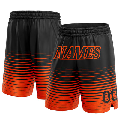 FANSIDEA Custom Cream Black Pinstripe Black-Orange Authentic Basketball Shorts Men's Size:M