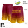 Custom Maroon Yellow Pinstripe Fade Fashion Authentic Basketball Shorts