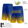 Custom Royal Yellow Pinstripe Fade Fashion Authentic Basketball Shorts