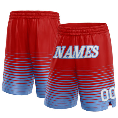 Custom Red White-Light Blue Authentic Fade Fashion Basketball