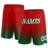 Custom Red White-Kelly Green Pinstripe Fade Fashion Authentic Basketball Shorts