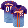 Custom Purple White Light Blue-Orange Authentic Fade Fashion Baseball Jersey