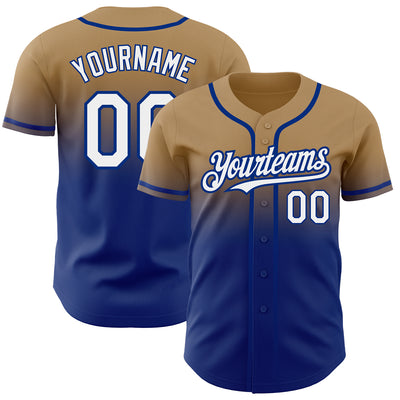 Custom White Old Gold-Royal Authentic Baseball Jersey