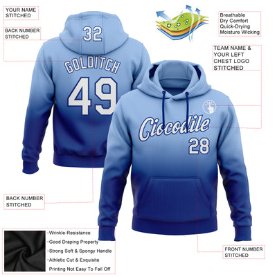 Custom Stitched Light Blue White-Royal Fade Fashion Sports Pullover Sweatshirt Hoodie