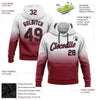 Custom Stitched White Black-Crimson Fade Fashion Sports Pullover Sweatshirt Hoodie