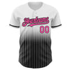 Custom White Pinstripe Pink-Black Authentic Fade Fashion Baseball Jersey