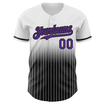 Custom White Pinstripe Purple-Black Authentic Fade Fashion Baseball Jersey