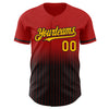 Custom Red Pinstripe Gold-Black Authentic Fade Fashion Baseball Jersey