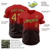 Custom Red Pinstripe Old Gold-Black Authentic Fade Fashion Baseball Jersey