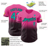 Custom Pink Pinstripe Aqua-Black Authentic Fade Fashion Baseball Jersey