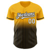 Custom Gold Pinstripe White-Black Authentic Fade Fashion Baseball Jersey