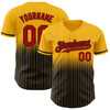 Custom Gold Pinstripe Red-Black Authentic Fade Fashion Baseball Jersey