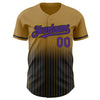 Custom Old Gold Pinstripe Purple-Black Authentic Fade Fashion Baseball Jersey