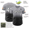 Custom Gray Pinstripe White-Black Authentic Fade Fashion Baseball Jersey