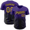 Custom Purple Pinstripe Old Gold-Black Authentic Fade Fashion Baseball Jersey