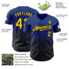 Custom Royal Pinstripe Yellow-Black Authentic Fade Fashion Baseball Jersey