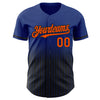 Custom Royal Pinstripe Orange-Black Authentic Fade Fashion Baseball Jersey