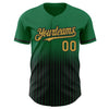 Custom Kelly Green Pinstripe Old Gold-Black Authentic Fade Fashion Baseball Jersey