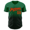 Custom Kelly Green Pinstripe Orange-Black Authentic Fade Fashion Baseball Jersey