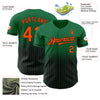 Custom Kelly Green Pinstripe Orange-Black Authentic Fade Fashion Baseball Jersey