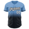 Custom Light Blue Pinstripe White-Black Authentic Fade Fashion Baseball Jersey