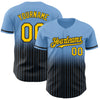 Custom Light Blue Pinstripe Yellow-Black Authentic Fade Fashion Baseball Jersey