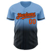 Custom Light Blue Pinstripe Orange-Black Authentic Fade Fashion Baseball Jersey