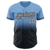 Custom Light Blue Pinstripe Gray-Black Authentic Fade Fashion Baseball Jersey