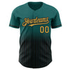 Custom Teal Pinstripe Old Gold-Black Authentic Fade Fashion Baseball Jersey