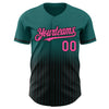 Custom Teal Pinstripe Pink-Black Authentic Fade Fashion Baseball Jersey