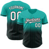 Custom Aqua Pinstripe White-Black Authentic Fade Fashion Baseball Jersey