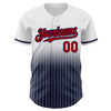 Custom White Pinstripe Red-Navy Authentic Fade Fashion Baseball Jersey