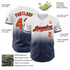 Custom White Pinstripe Orange-Navy Authentic Fade Fashion Baseball Jersey