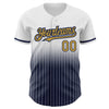 Custom White Pinstripe Old Gold-Navy Authentic Fade Fashion Baseball Jersey