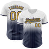 Custom White Pinstripe Old Gold-Navy Authentic Fade Fashion Baseball Jersey