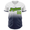 Custom White Pinstripe Neon Green-Navy Authentic Fade Fashion Baseball Jersey