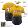 Custom Gold Pinstripe White-Navy Authentic Fade Fashion Baseball Jersey