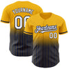 Custom Gold Pinstripe White-Navy Authentic Fade Fashion Baseball Jersey