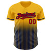 Custom Gold Pinstripe Red-Navy Authentic Fade Fashion Baseball Jersey