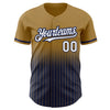 Custom Old Gold Pinstripe White-Navy Authentic Fade Fashion Baseball Jersey