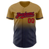 Custom Old Gold Pinstripe Red-Navy Authentic Fade Fashion Baseball Jersey